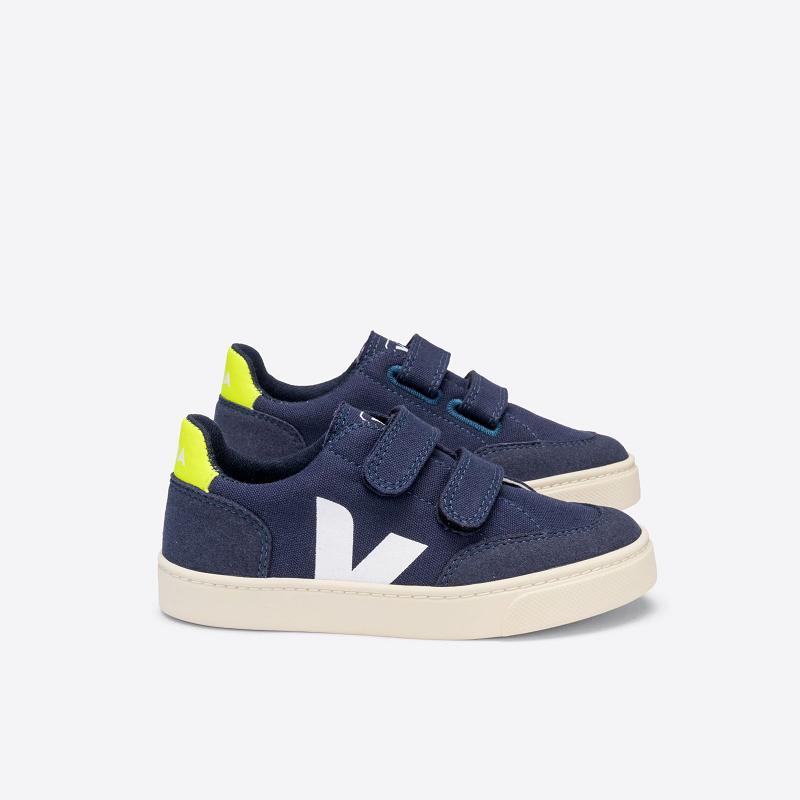 Zapatillas Veja Niños España - V-12 Velcro Tenis Azules Canvas ES3902870